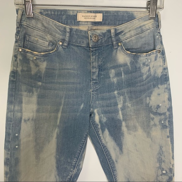 Maison Scotch Amsterdam Blouw La Bohemienne Mid Rise Skinny Tie Dye Jeans - Picture 3 of 11